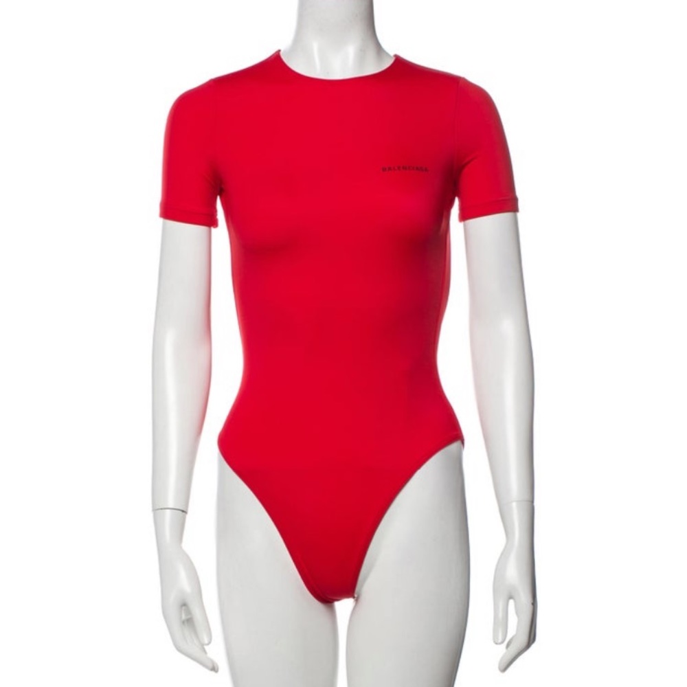 Red balenciaga bodysuit